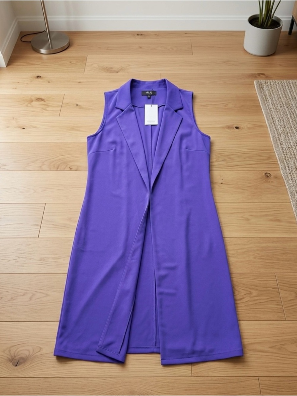 NWT IMAN Global Chic Purple Sleeveless Blazer Dress | Oversized S